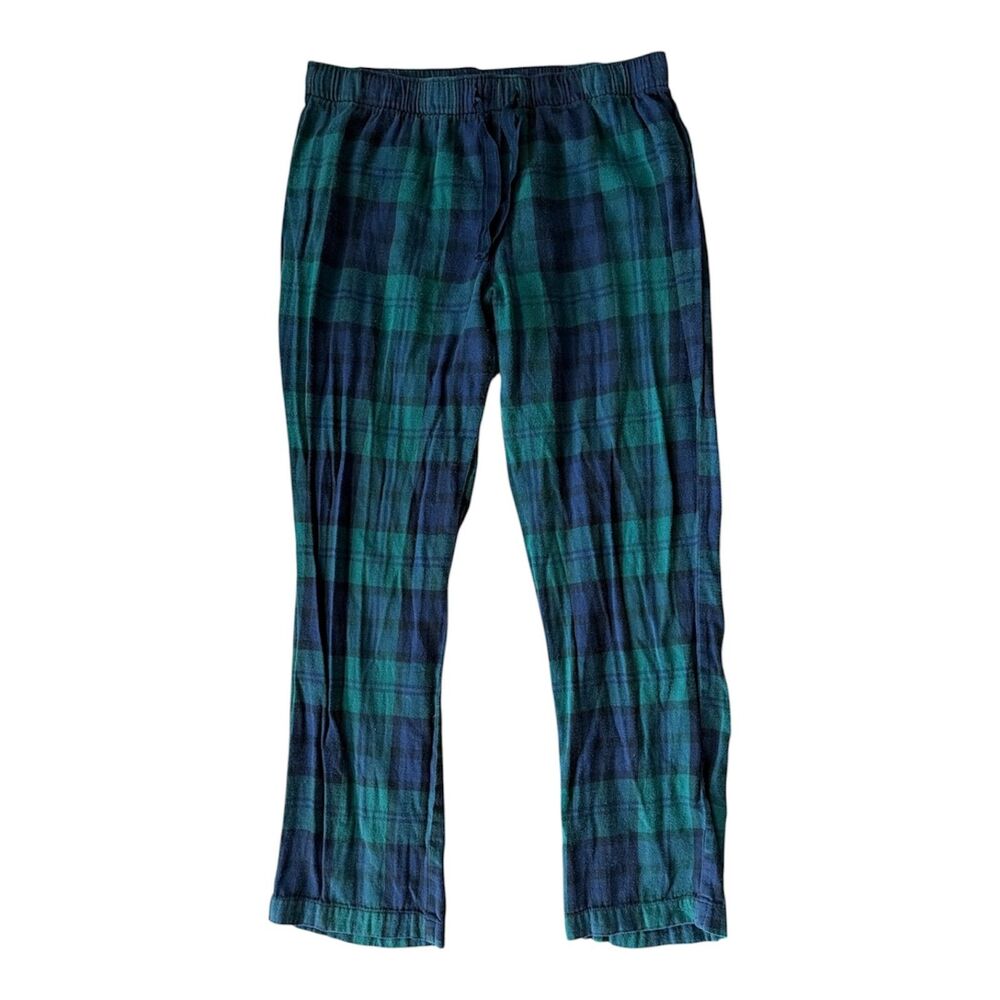 Women's Green Blue Tartan Christmas Plaid Flannel PJs Pajama Pants Old Navy m